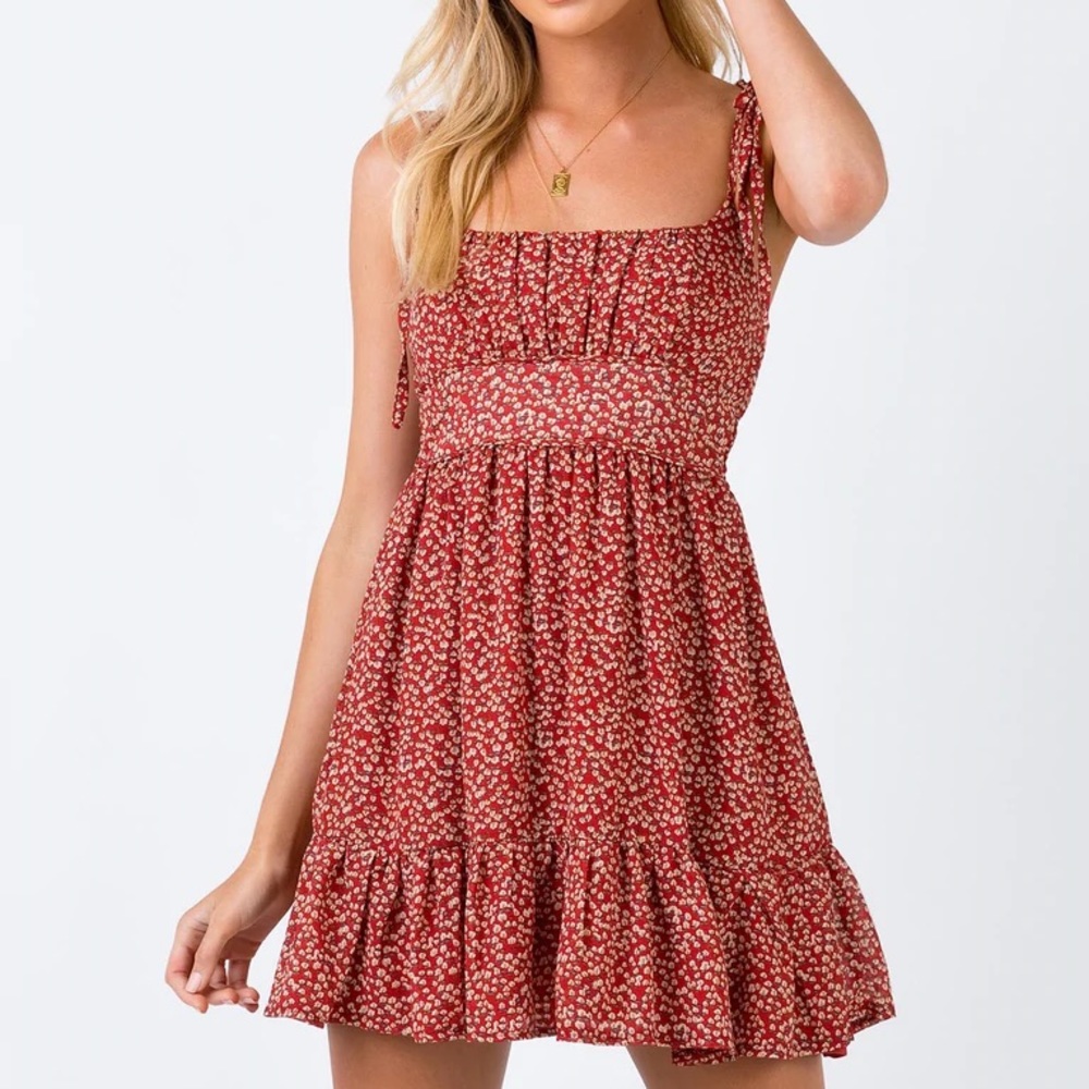 Princess polly red floral sun dress